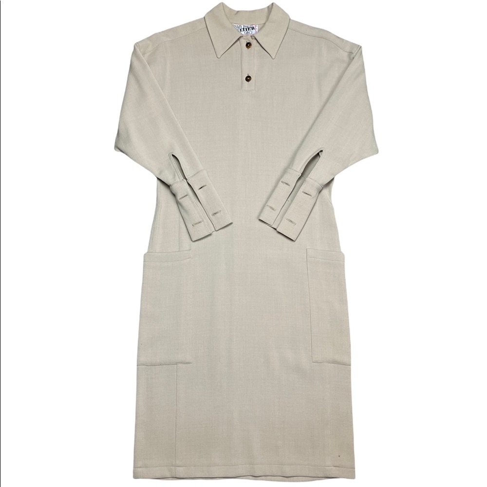 RARE Vintage 1980s JEAN PAUL GAULTIER Polo Dress made in ITALY Cream sz 38